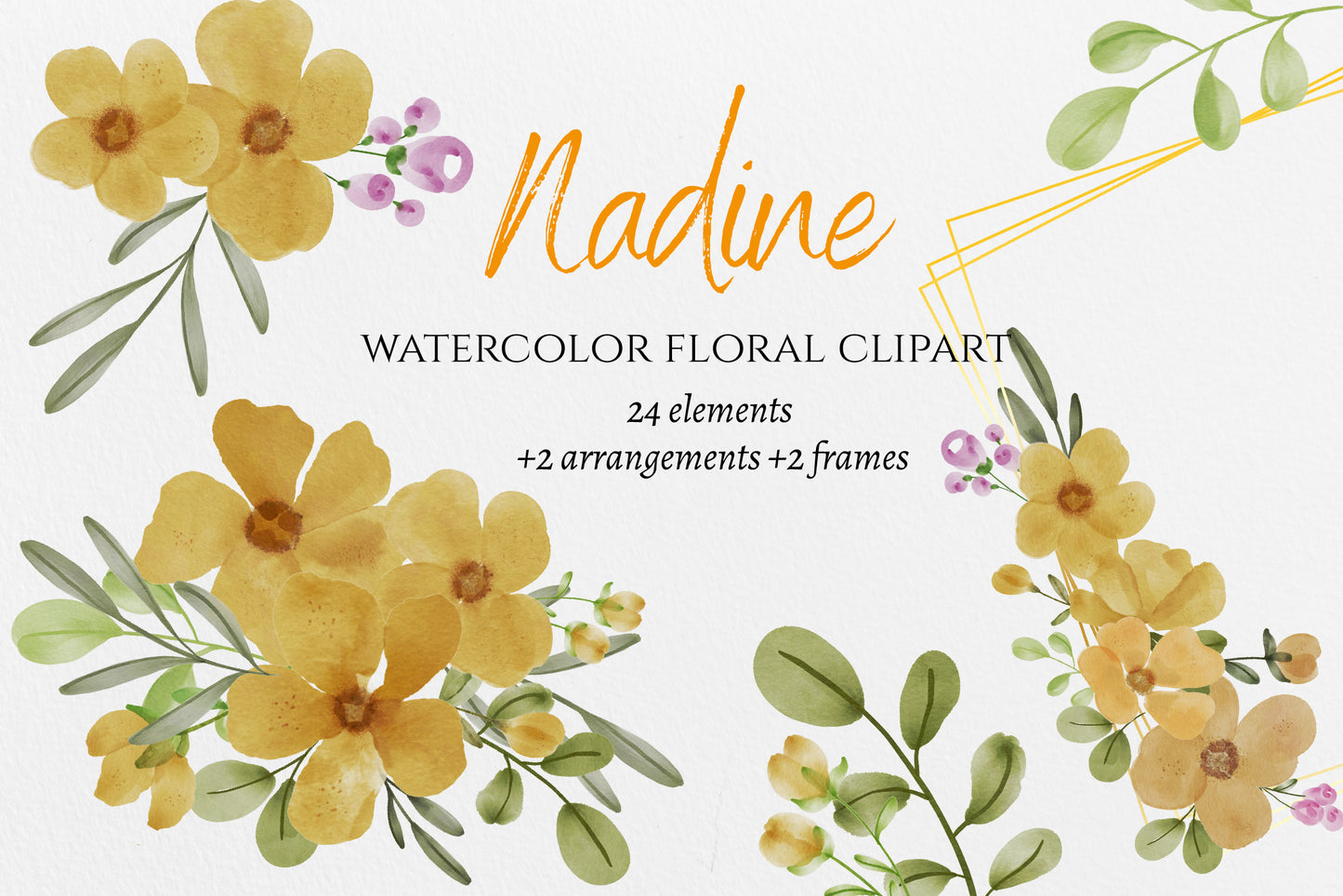 Watercolor flowers clipart