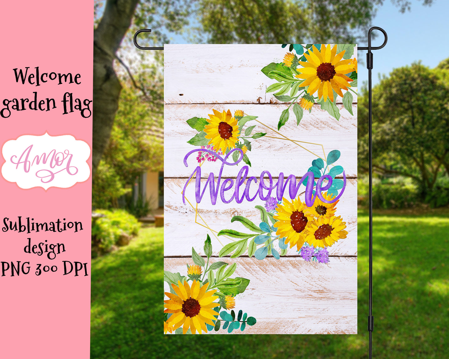 Welcome Garden Flag Sublimation Design
