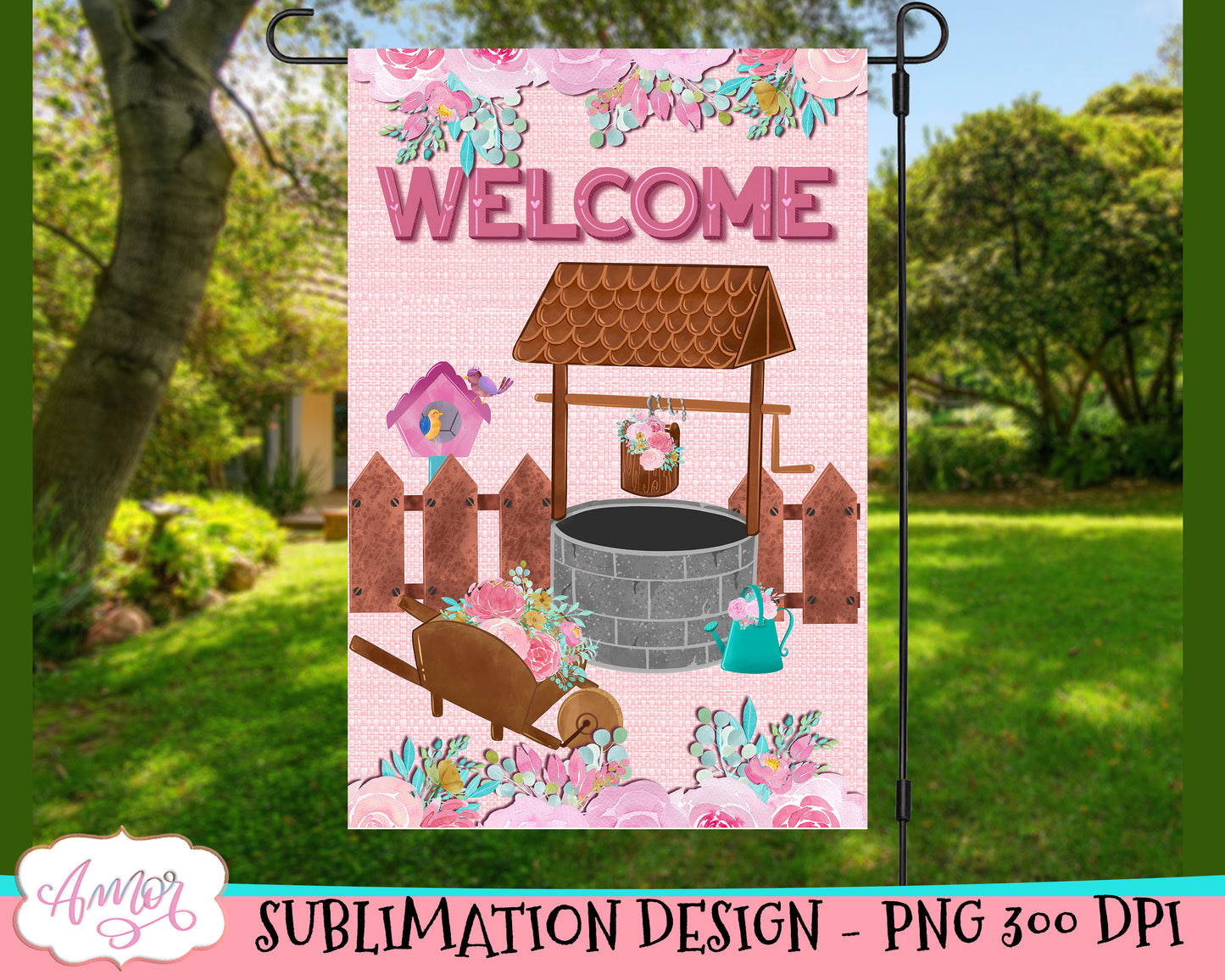 Welcome Garden Flag Sublimation Design