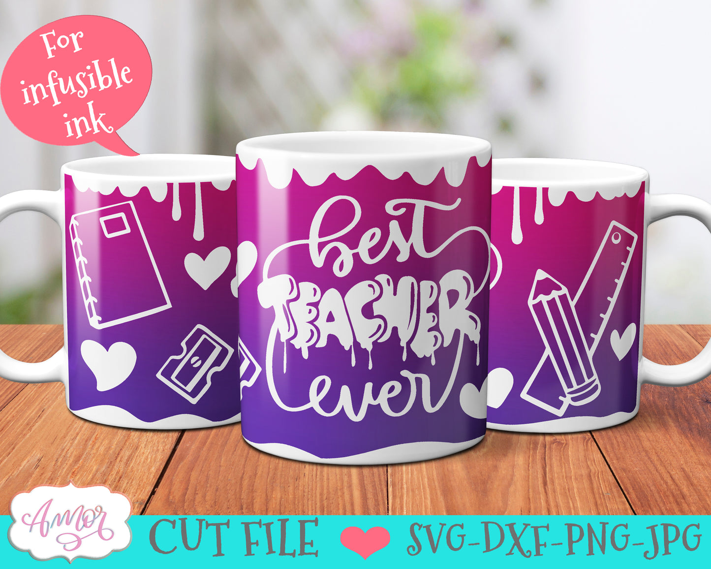 Teacher SVG for 12oz mugs infusible ink mini bundle