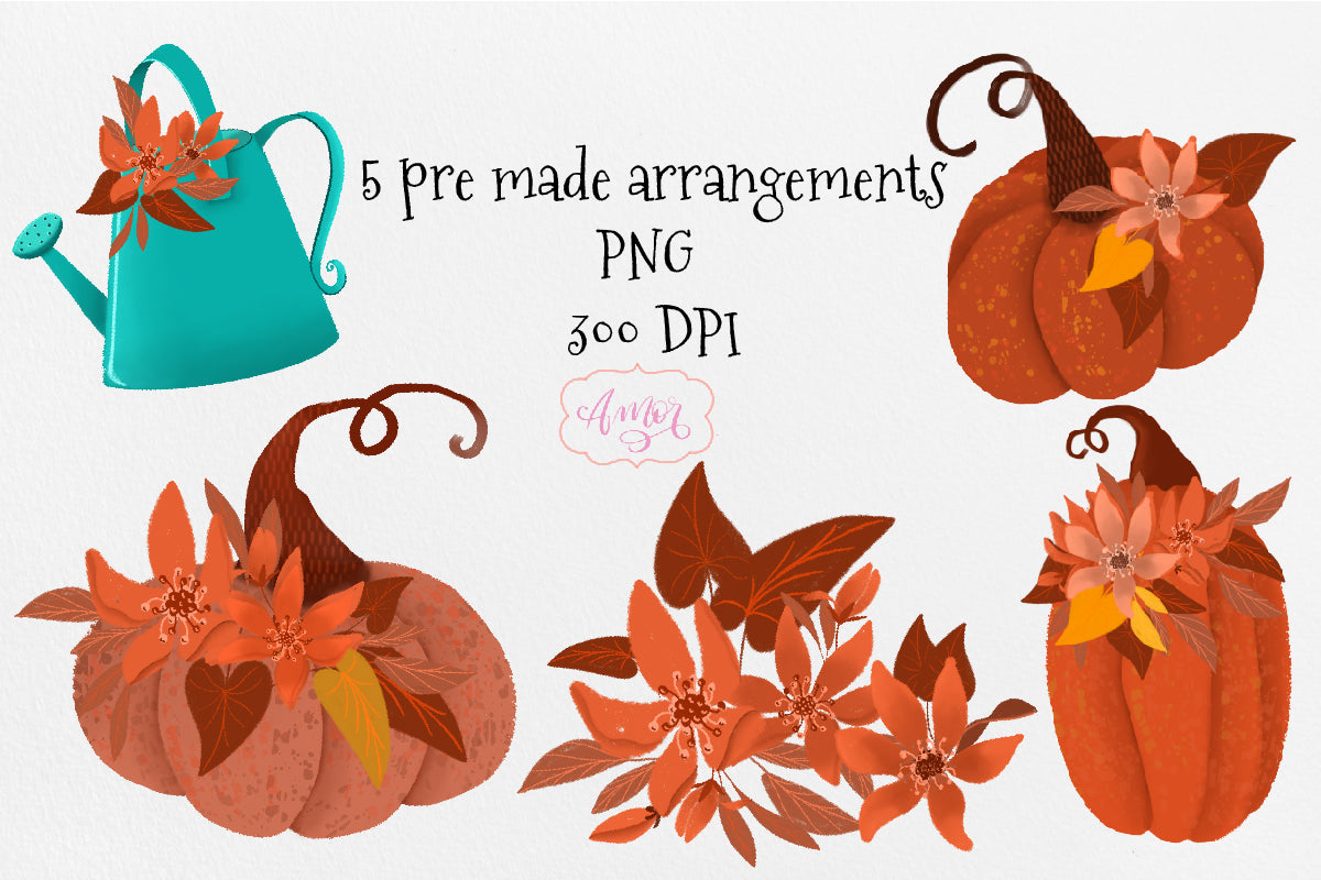 Hand Painted Fall Gnomes Clipart