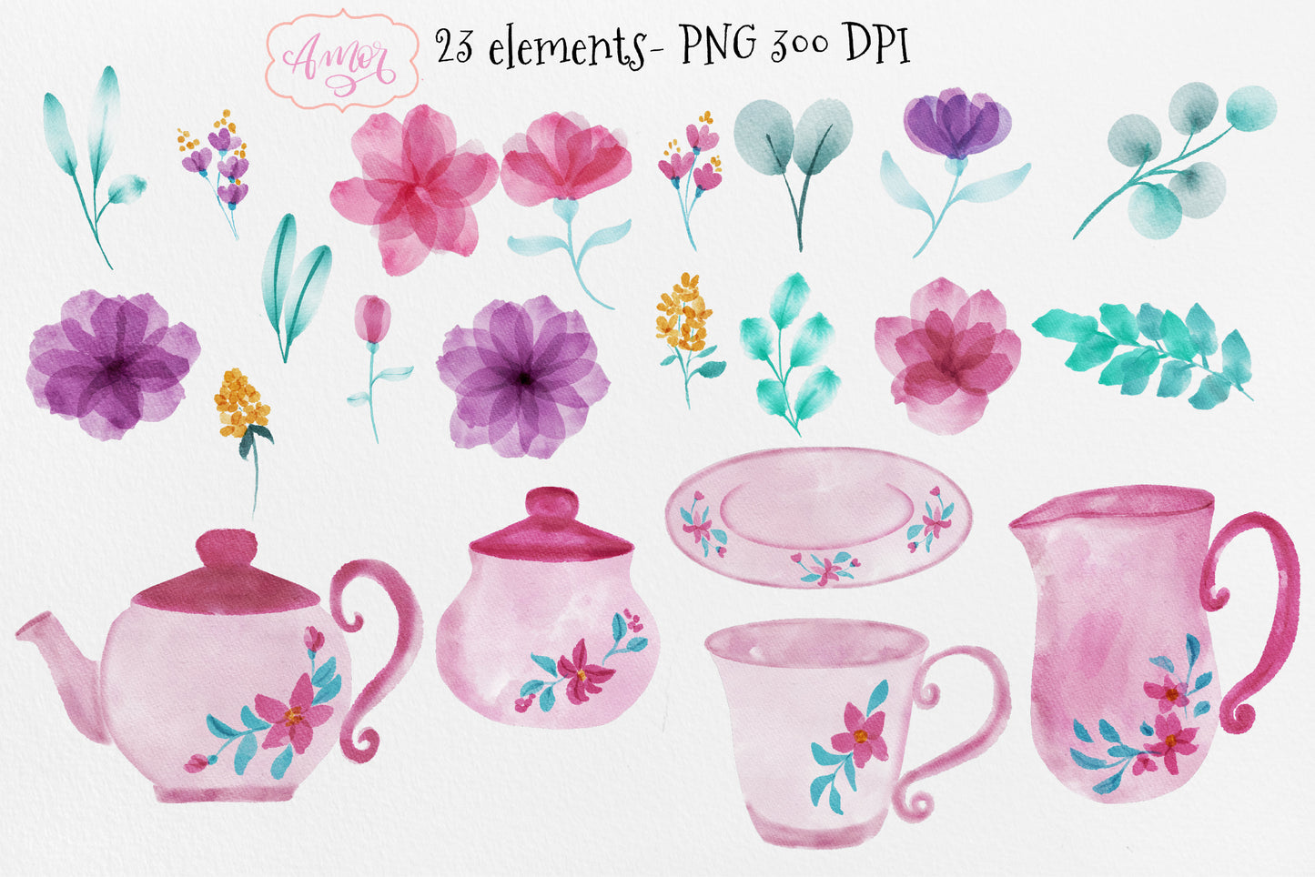 Watercolor Tea Party Clipart