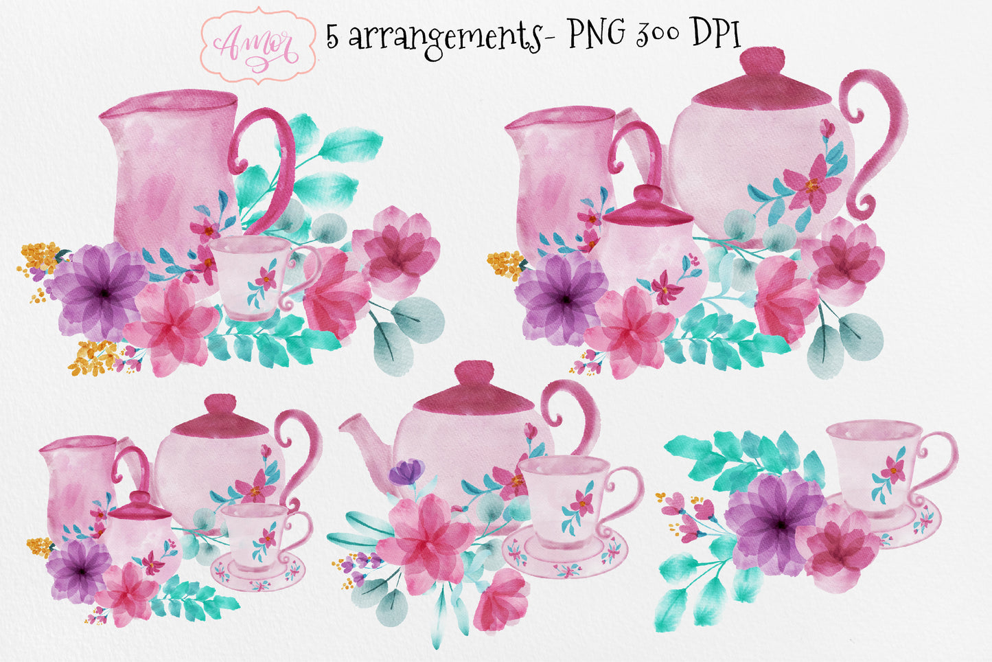 Watercolor Tea Party Clipart