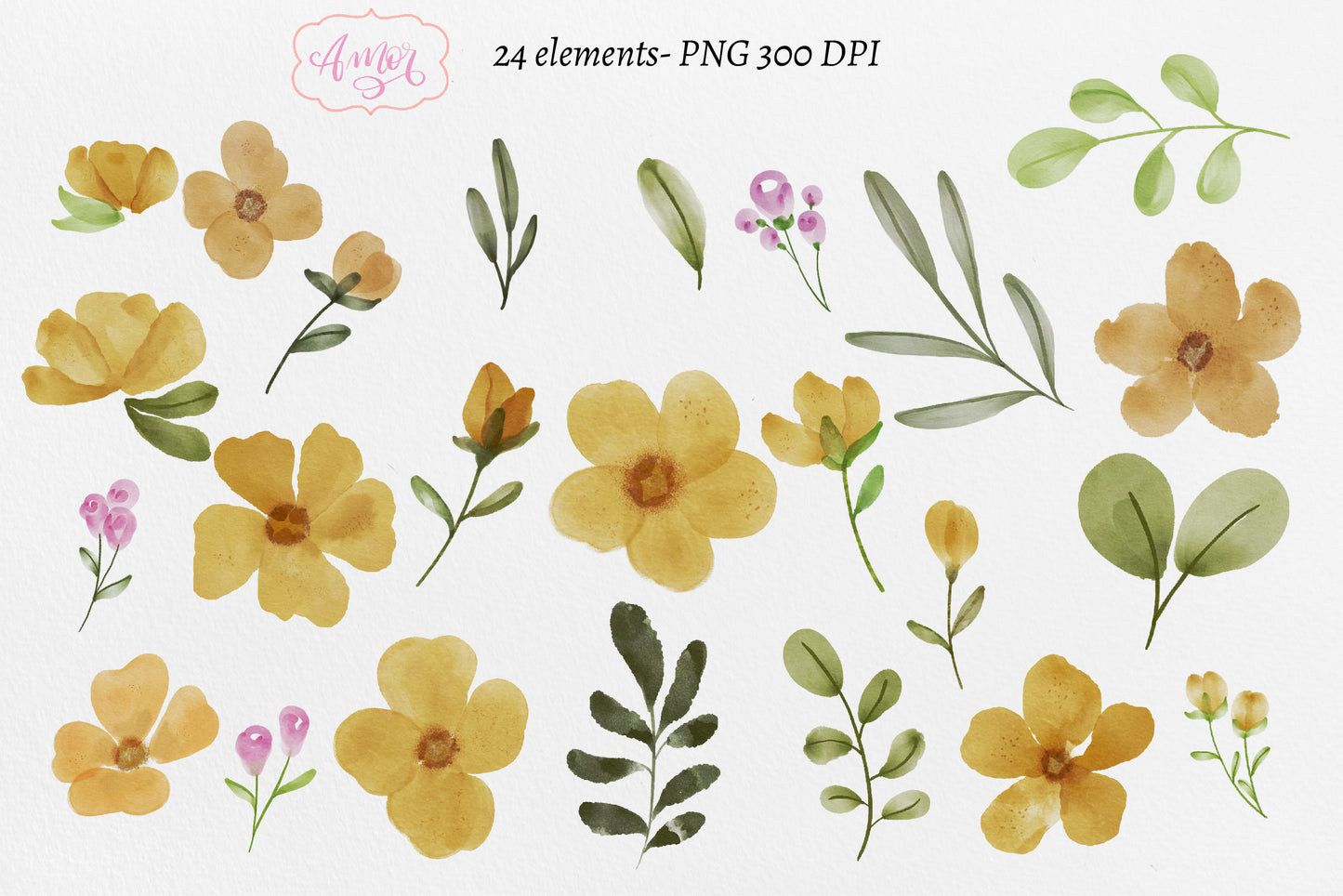 Watercolor flowers clipart