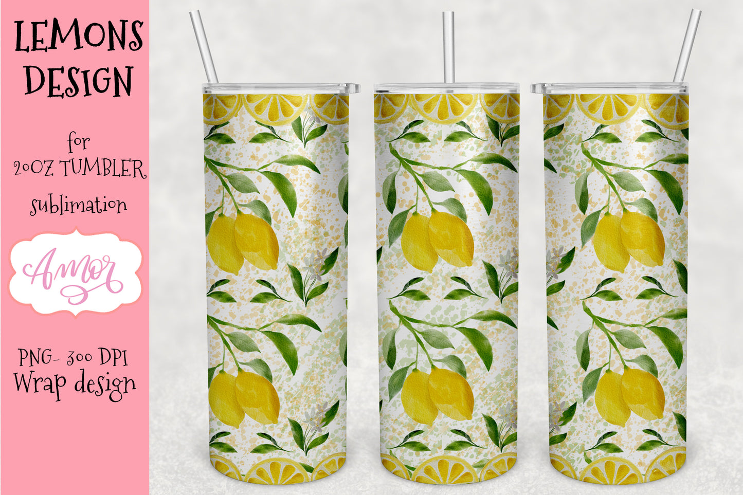 Lemon Tumbler Wraps for Sublimation BUNDLE