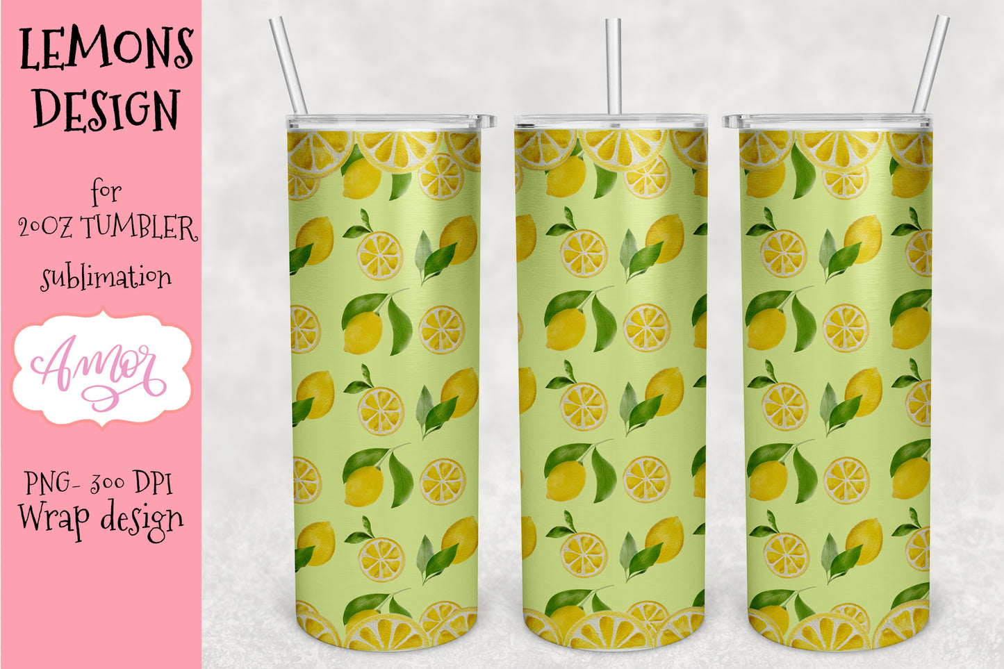 Lemon Tumbler Wraps for Sublimation BUNDLE