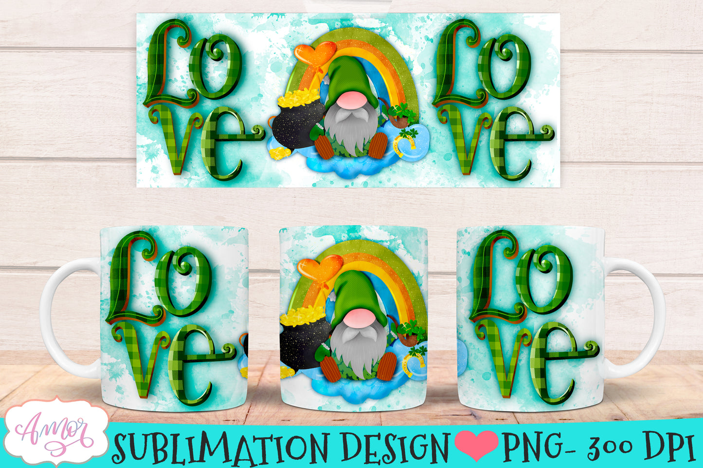 BUNDLE St. Patrick's Day mug wraps PNG for sublimation