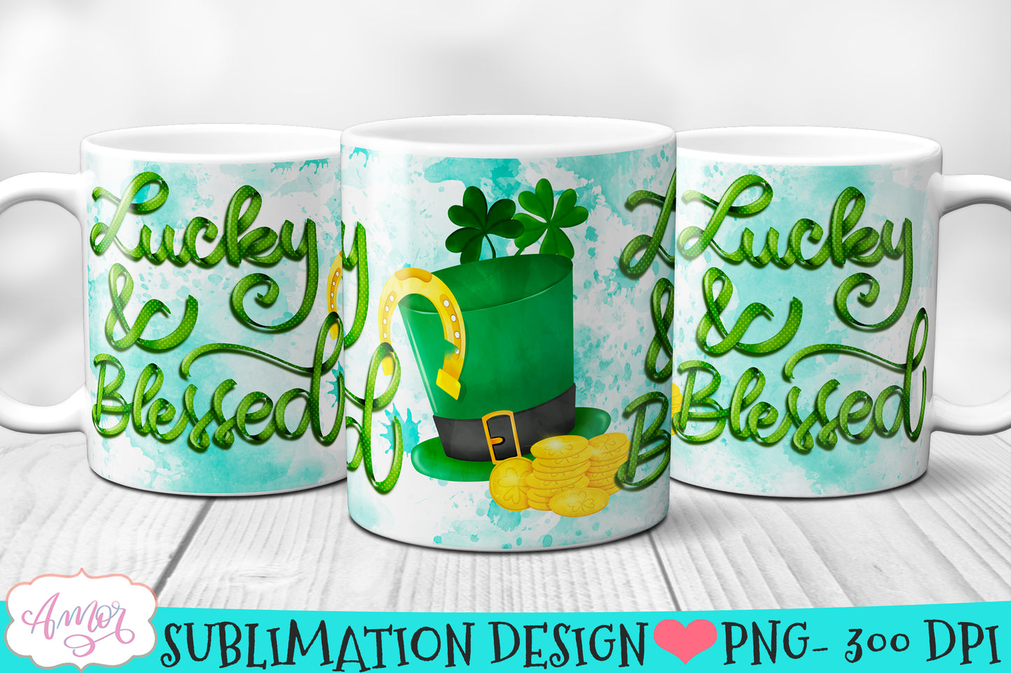 BUNDLE St. Patrick's Day mug wraps PNG for sublimation