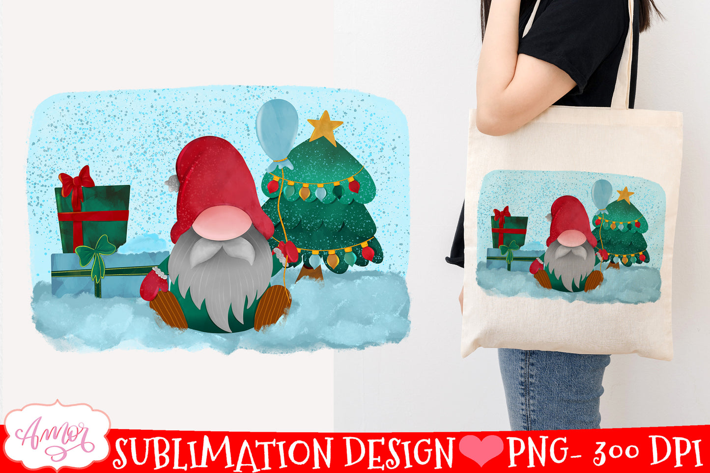 Christmas gnome T-shirt PNG for sublimation Winter design