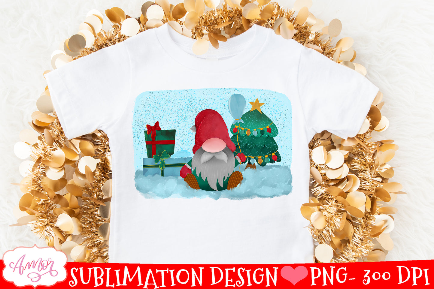 Christmas gnome T-shirt PNG for sublimation Winter design