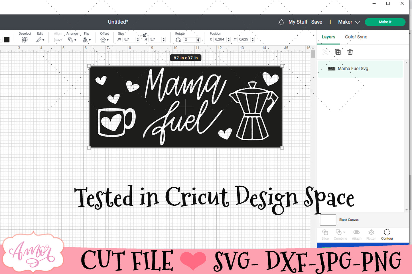 Mama fuel mug wrap SVG for infusible ink- 12oz Cricut