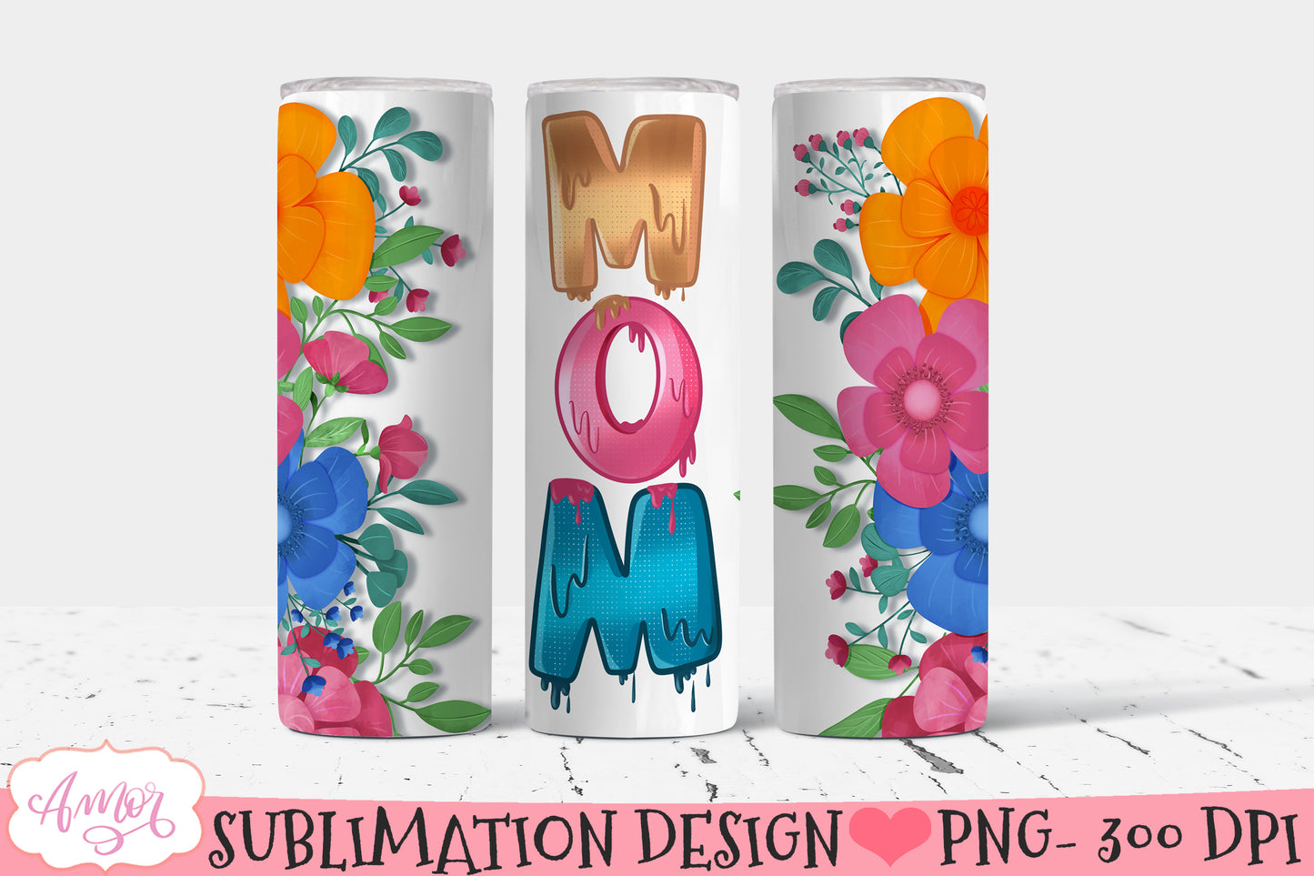 Floral Mom Tumbler Wrap for Sublimation | Mother's day PNG