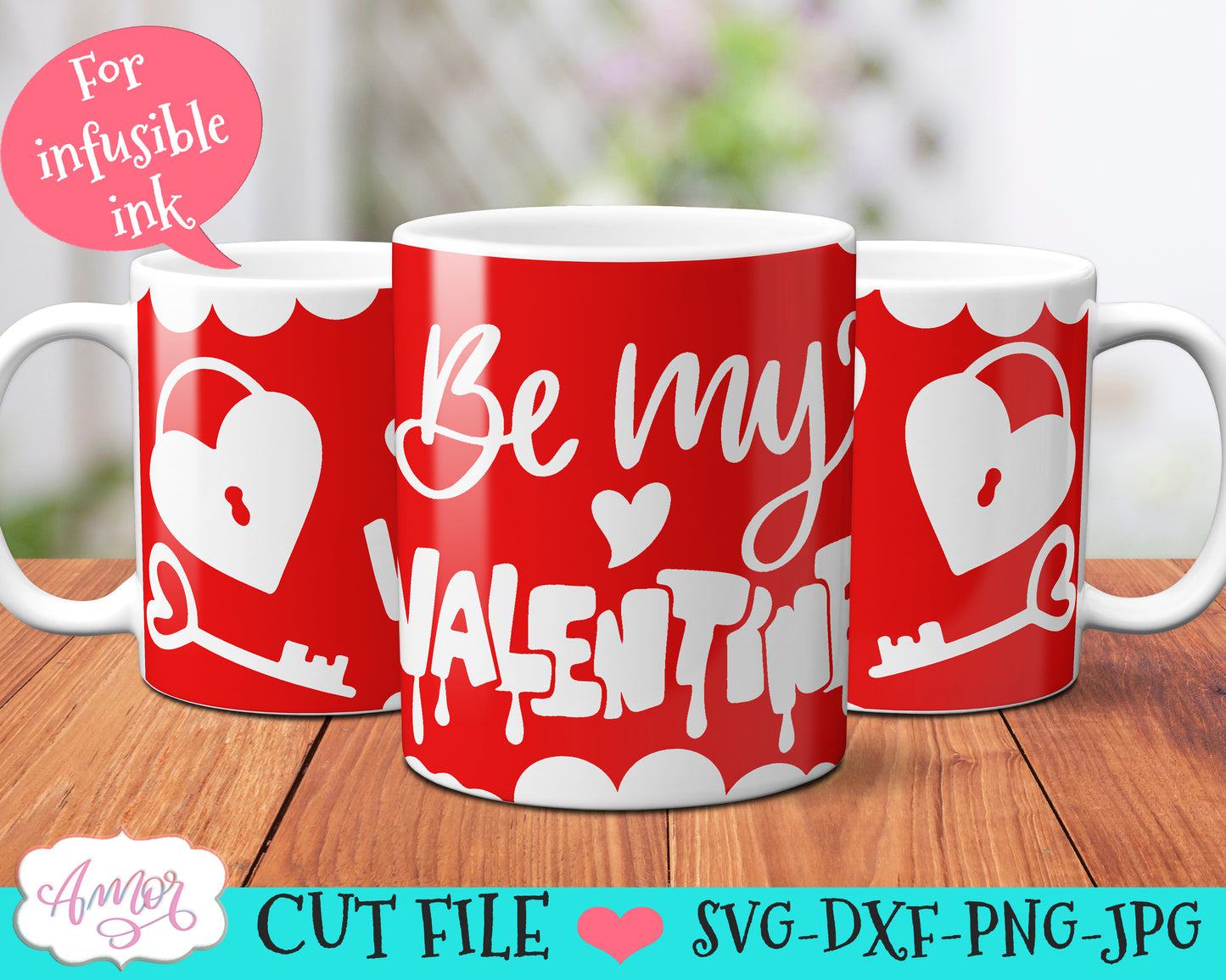 Valentines SVG for 12oz mugs infusible ink mini bundle