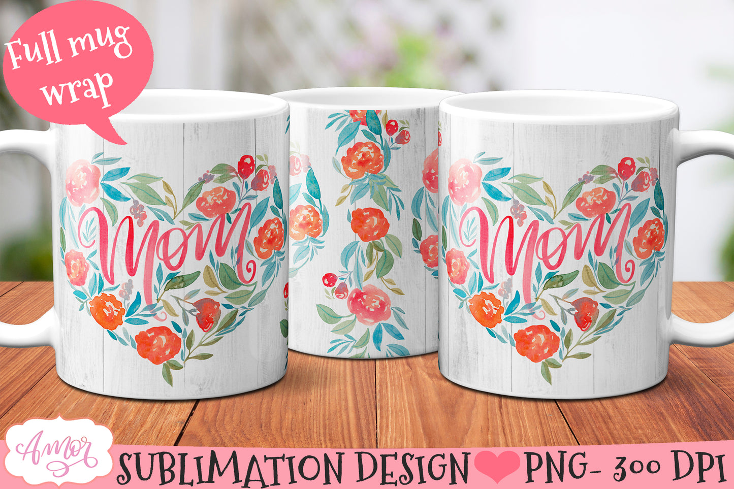Mom mug wrap PNG | Mother's day sublimation design for mugs