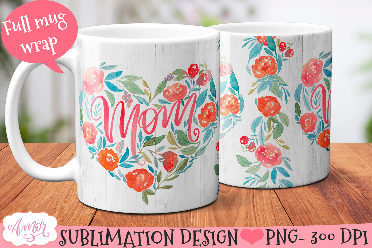 Mom mug wrap PNG | Mother's day sublimation design for mugs
