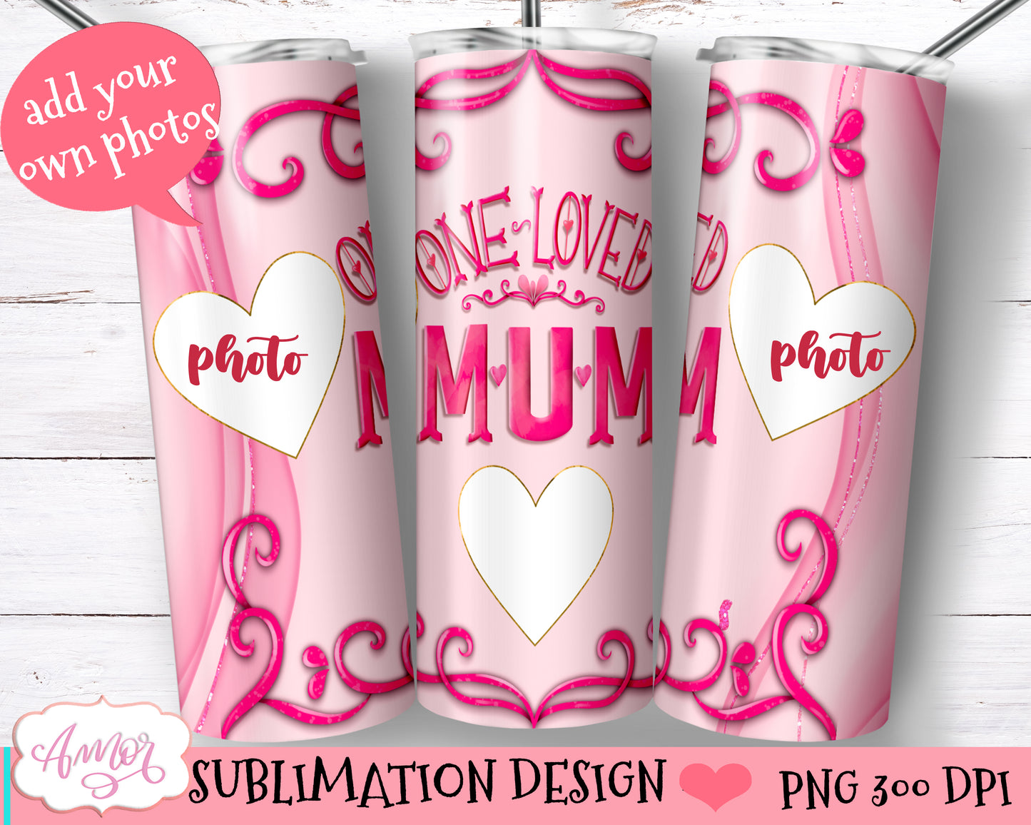 Mum photo tumbler wrap for sublimation for Mothers day