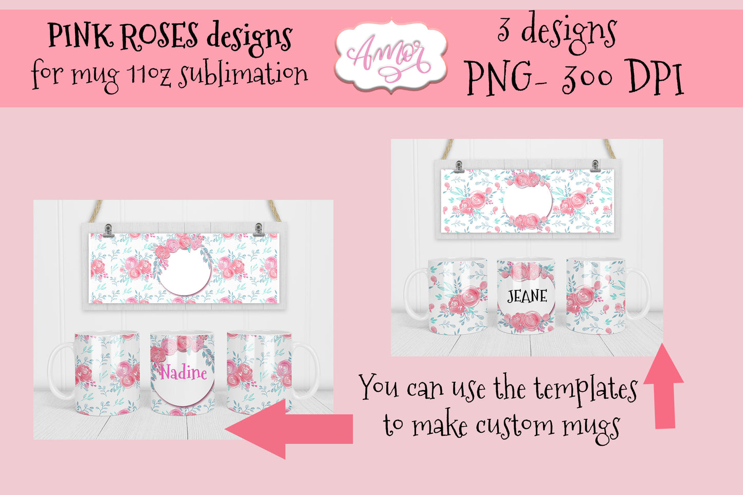 Mini Bundle Floral 11oz mug sublimation design