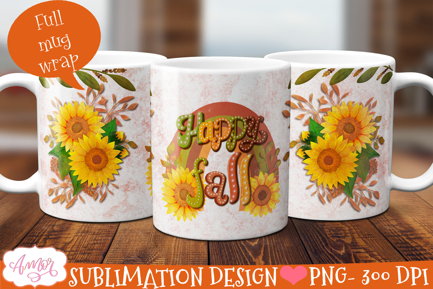 BUNDLE Fall Pumpkins Mug wrap PNG sublimation 11oz and 15oz