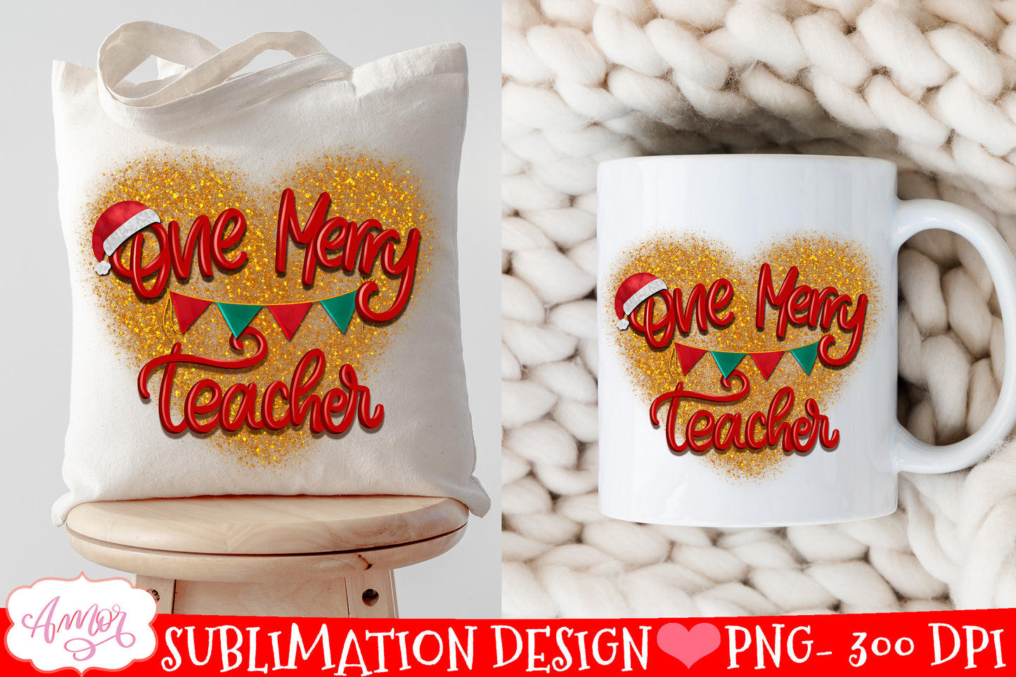 One Merry Teacher PNG for Sublimation