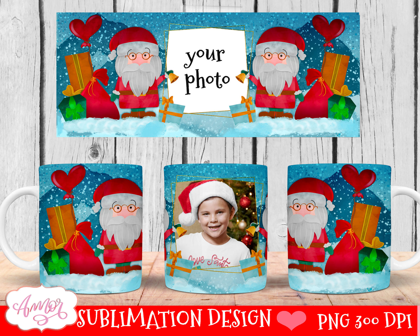 BUNDLE Christmas photo mug wrap templates for 11oz and 15oz