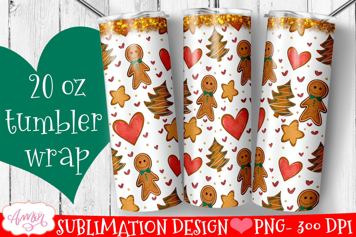 BUNDLE Christmas tumbler wrap for sublimation, 12 PNG