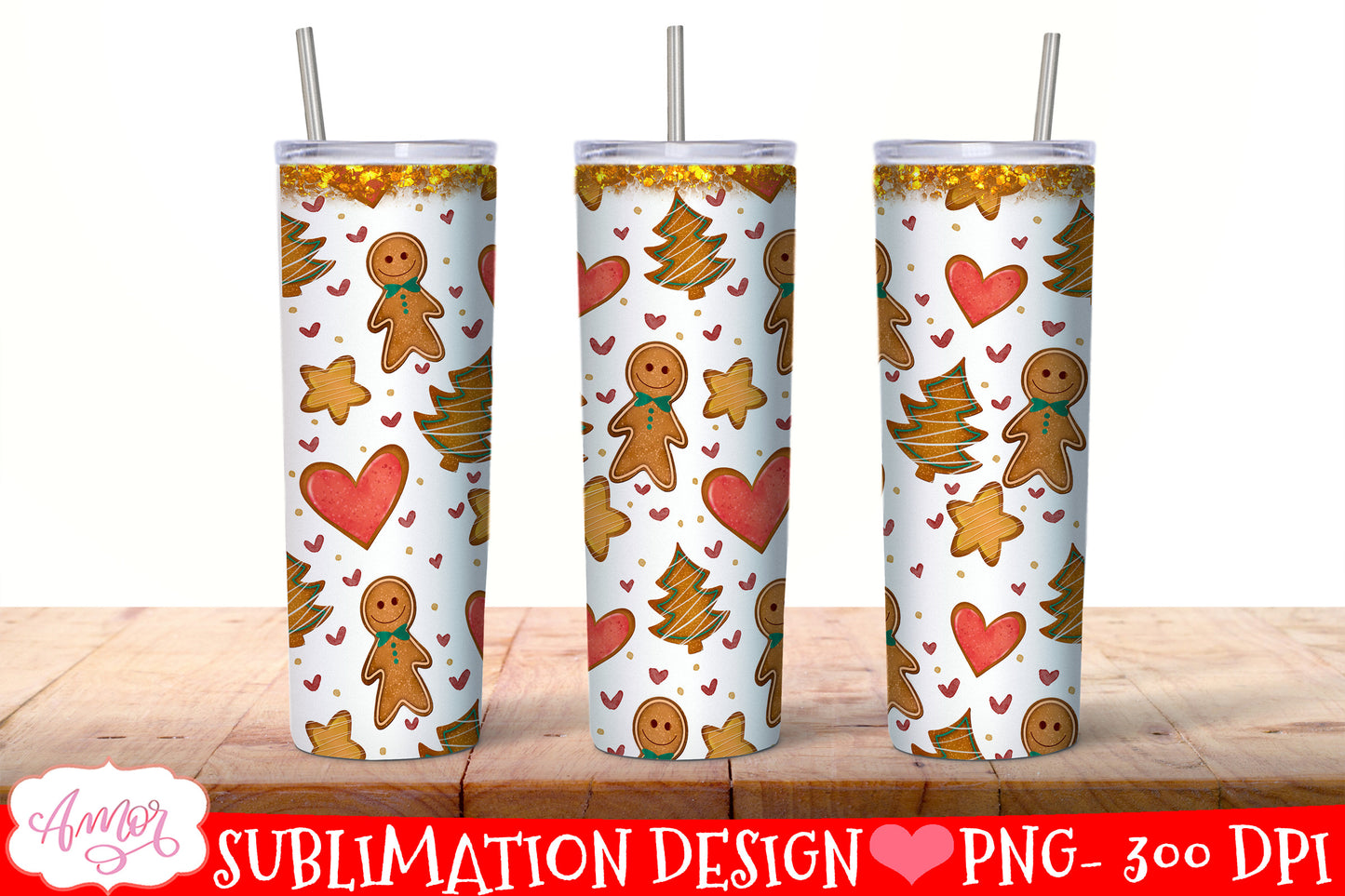 BUNDLE Christmas tumbler wrap for sublimation, 12 PNG