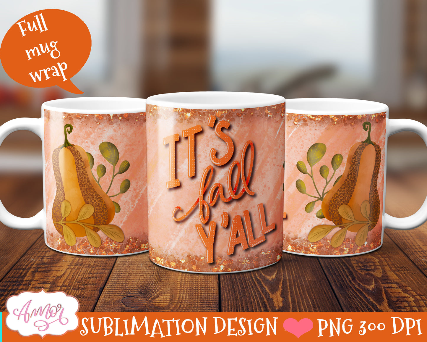 BUNDLE Fall Pumpkins Mug wrap PNG sublimation 11oz and 15oz