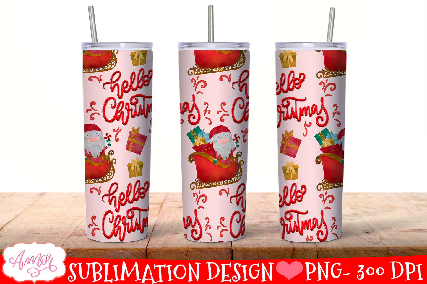 BUNDLE Christmas tumbler wrap for sublimation, 12 PNG
