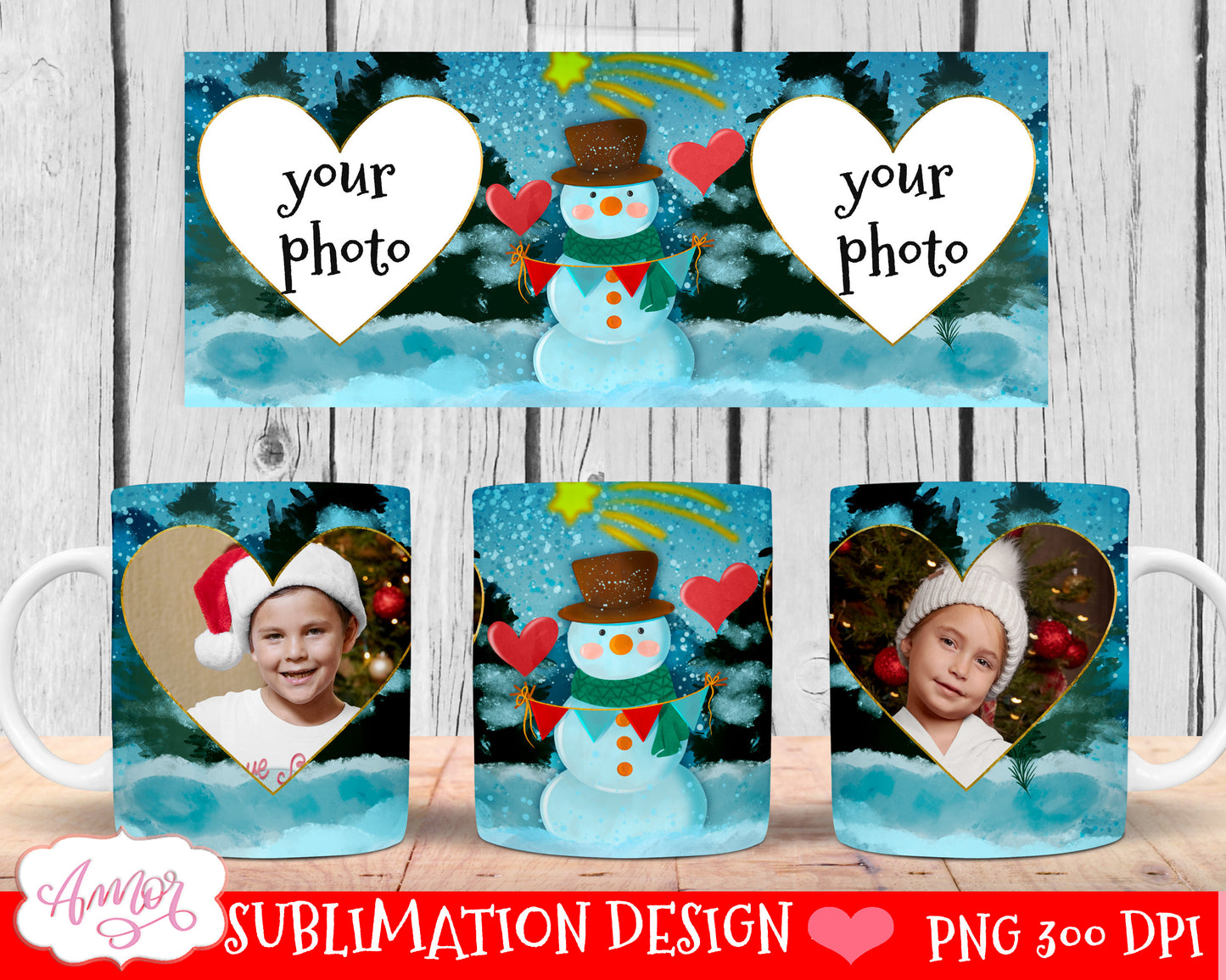 BUNDLE Christmas photo mug wrap templates for 11oz and 15oz