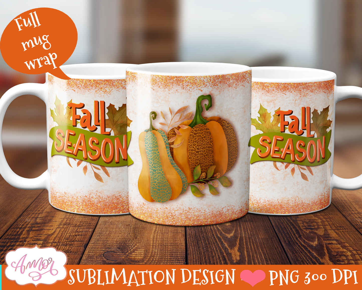 BUNDLE Fall Pumpkins Mug wrap PNG sublimation 11oz and 15oz