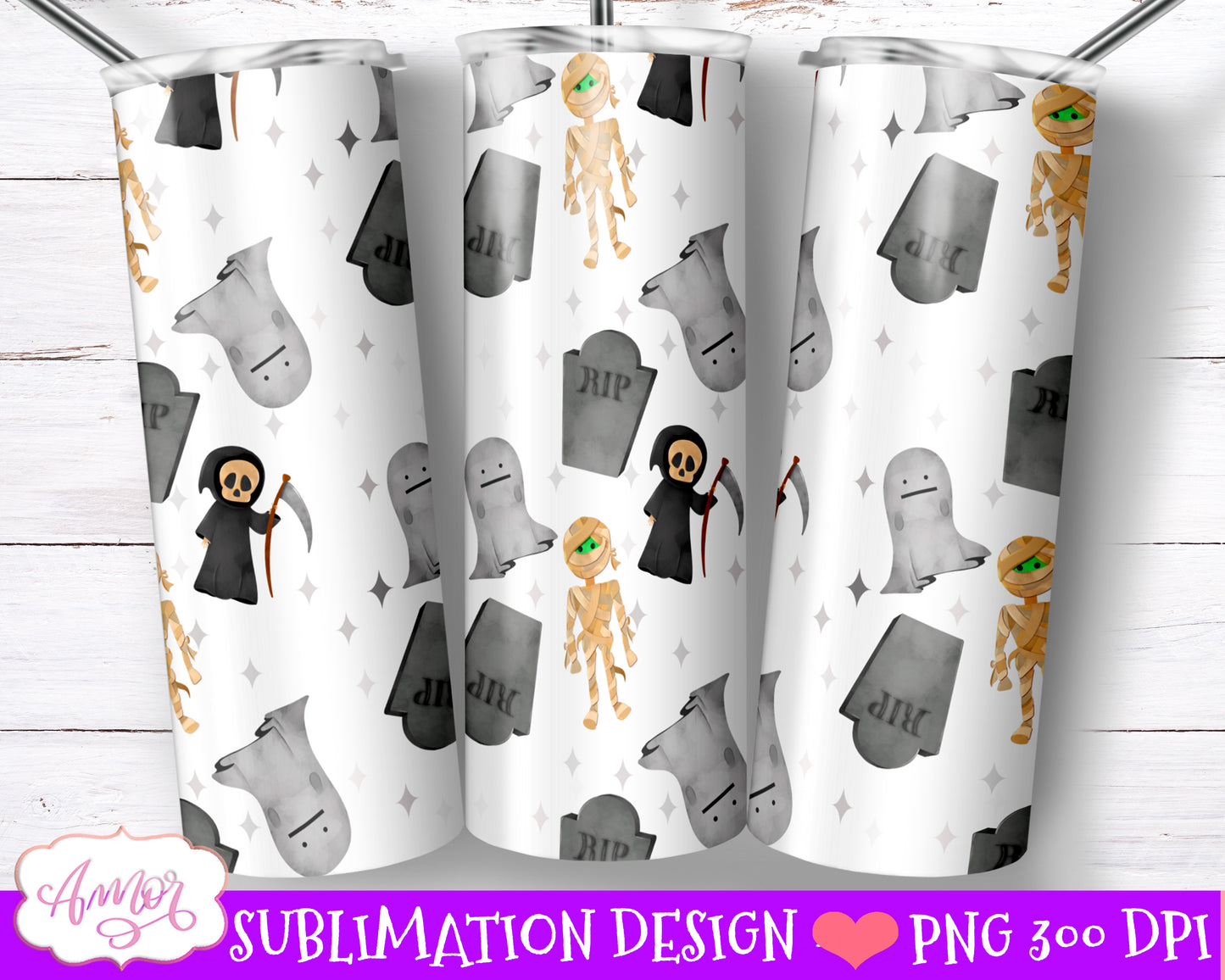 BUNDLE Halloween tumbler wrap PNG for sublimation