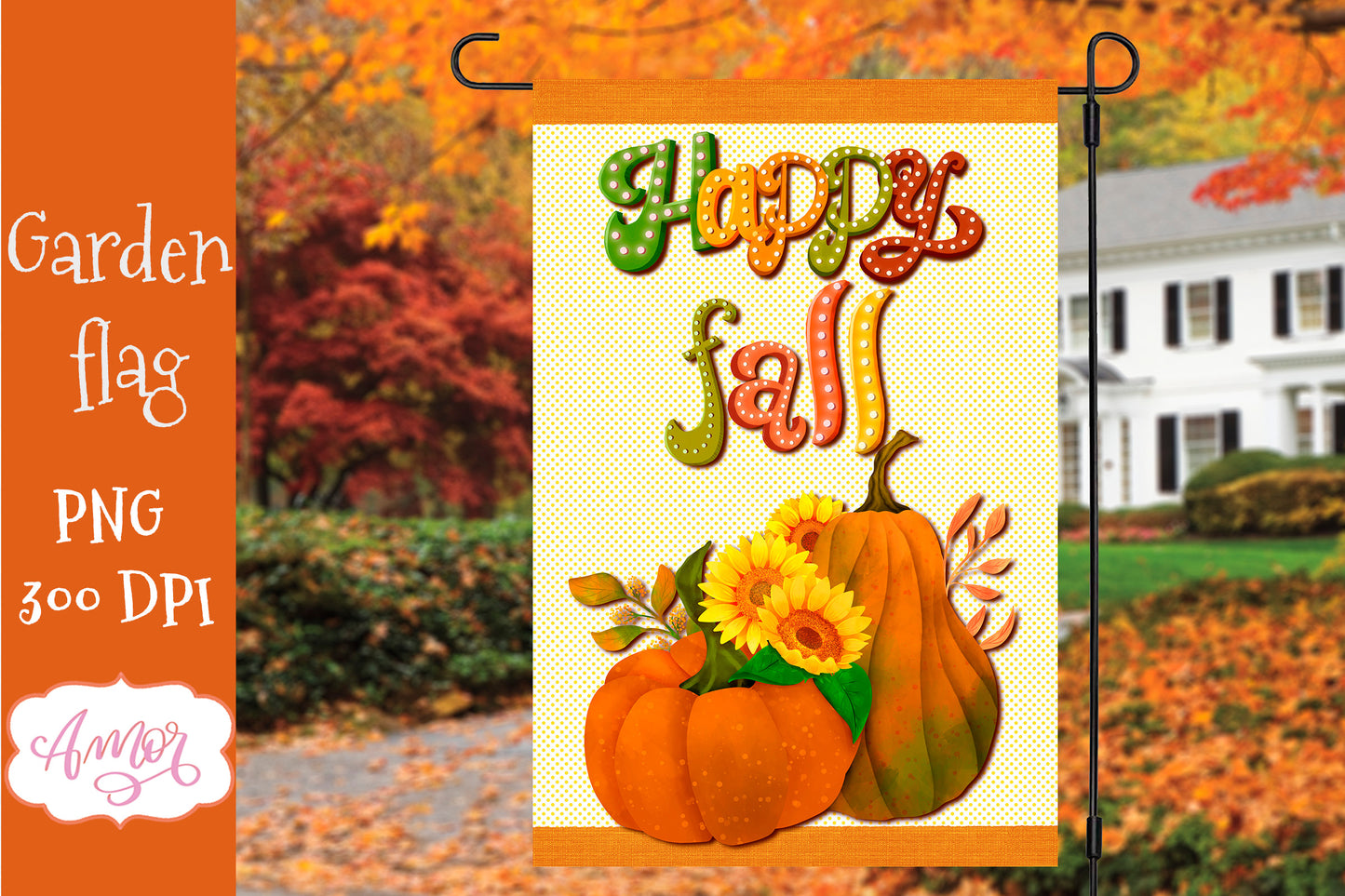 Welcome Fall garden flag sublimation BUNDLE, 6 Fall PNG