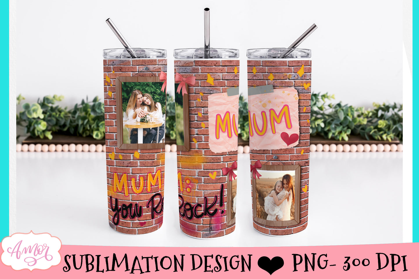 Mum Photo Tumbler Template for Sublimation