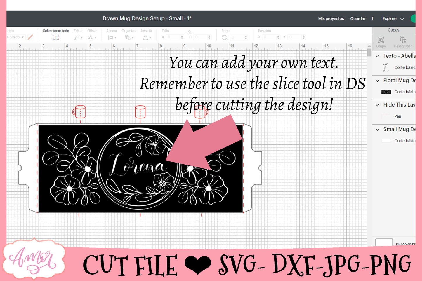 Customizable Floral Mug Wrap SVG for Cricut infusible ink