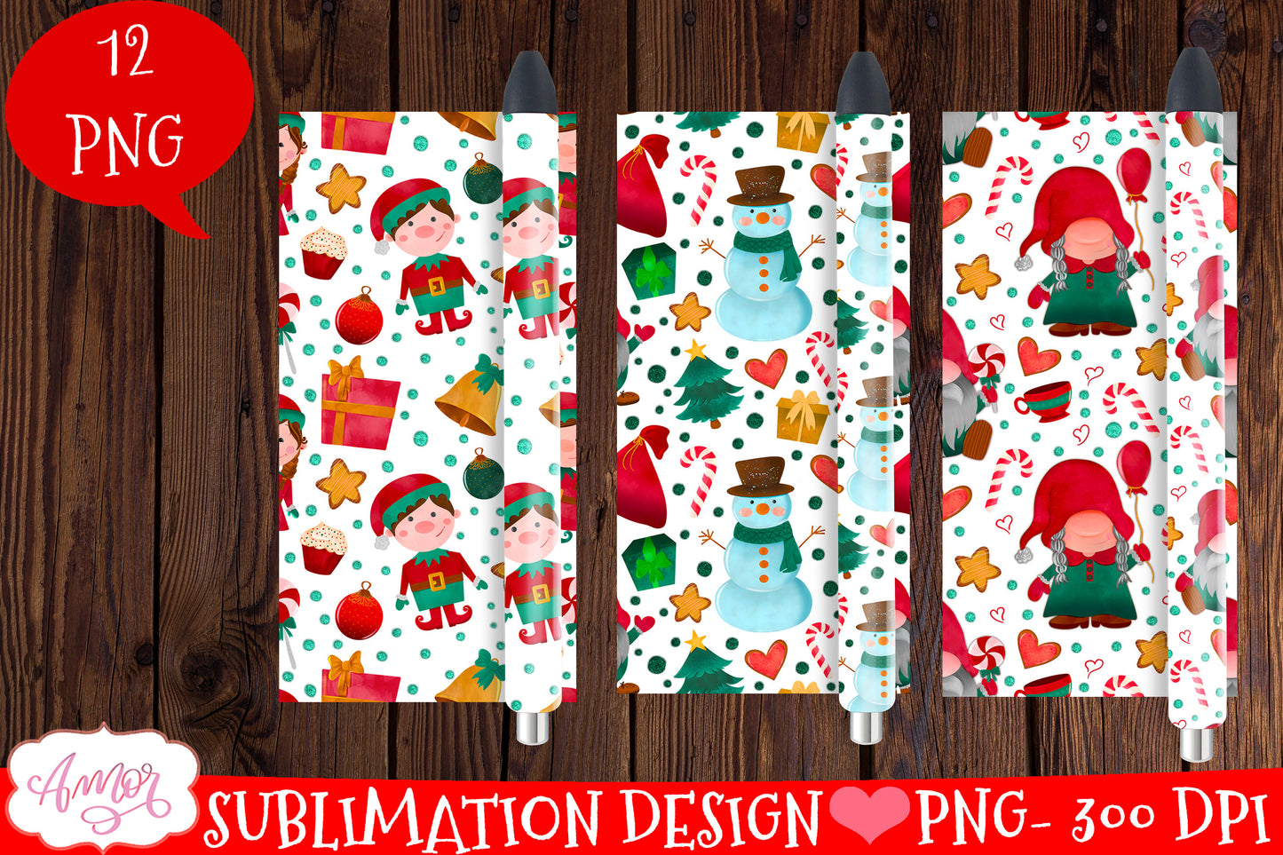 Christmas pen wraps for sublimation epoxy pen wrap 12 PNG