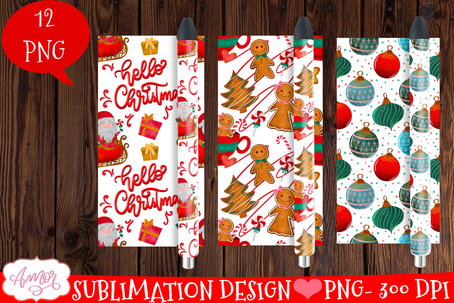 Christmas pen wraps for sublimation epoxy pen wrap 12 PNG