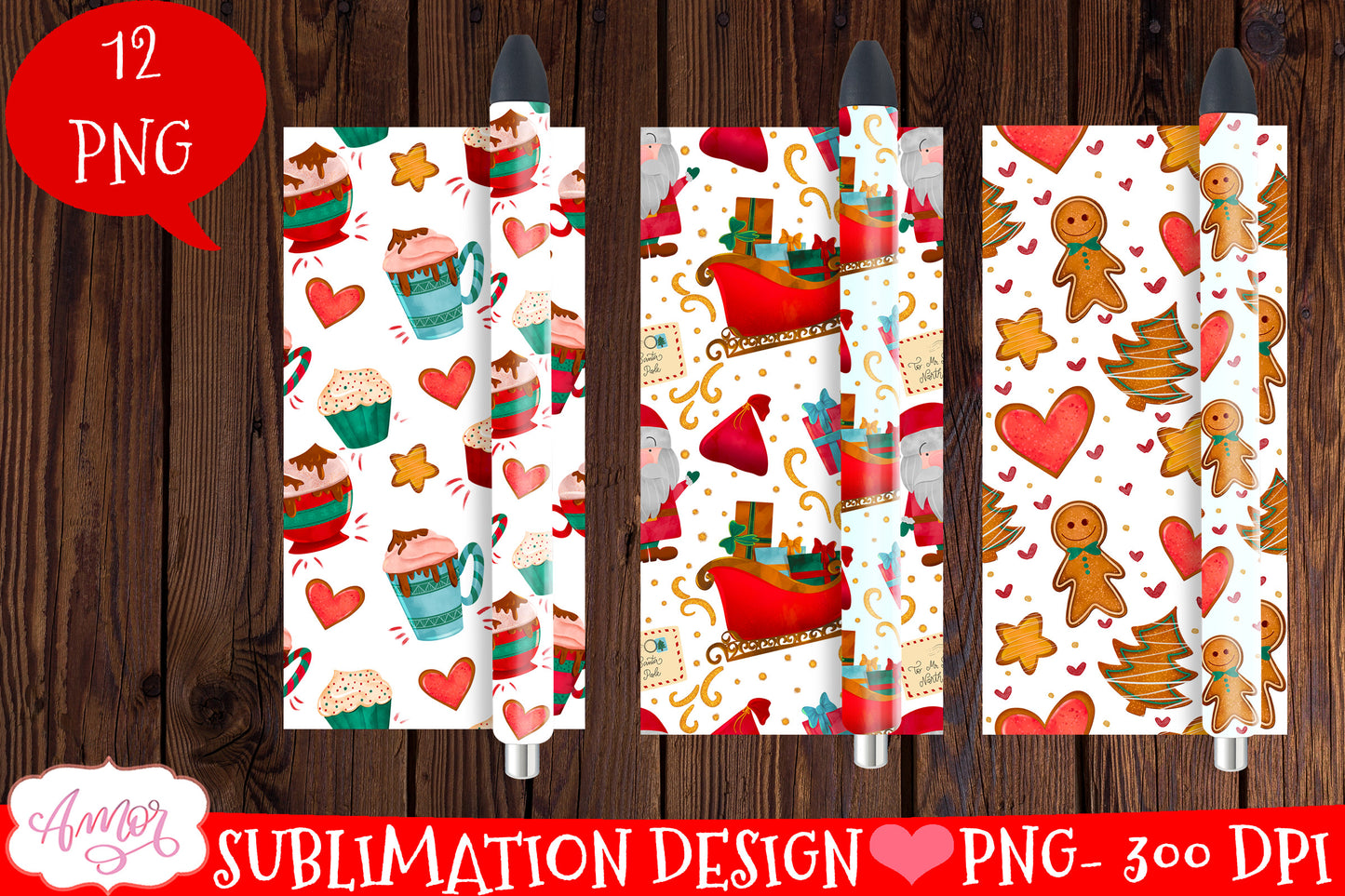 Christmas pen wraps for sublimation epoxy pen wrap 12 PNG