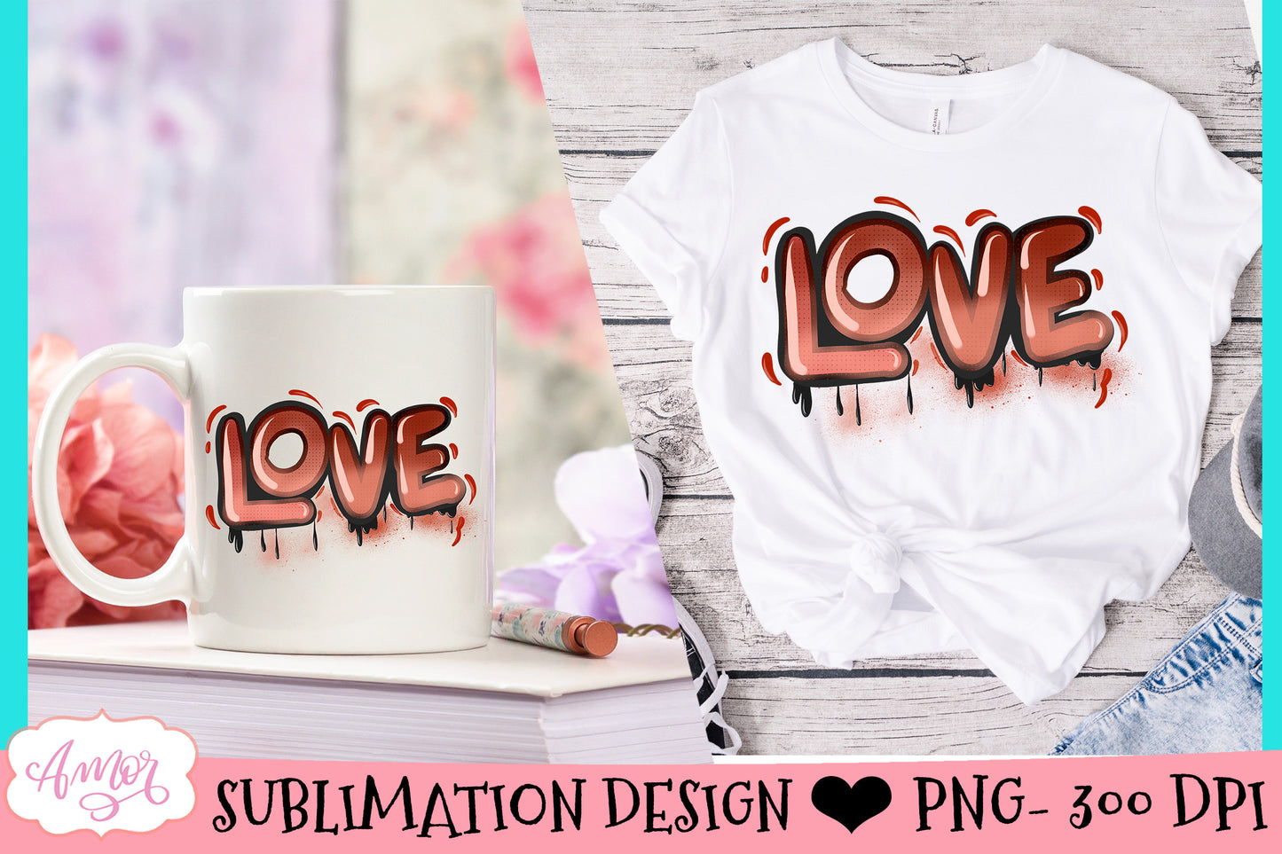Love sublimation design for T-shirts