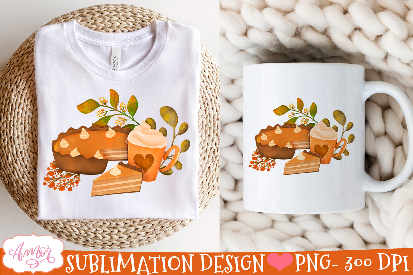 Pumpkin pie PNG for Sublimation Thanksgiving pie design