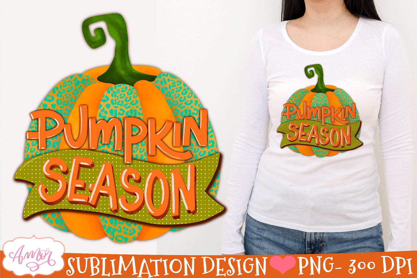 Pumpkin season PNG for Sublimation Teal pumpkin PNG
