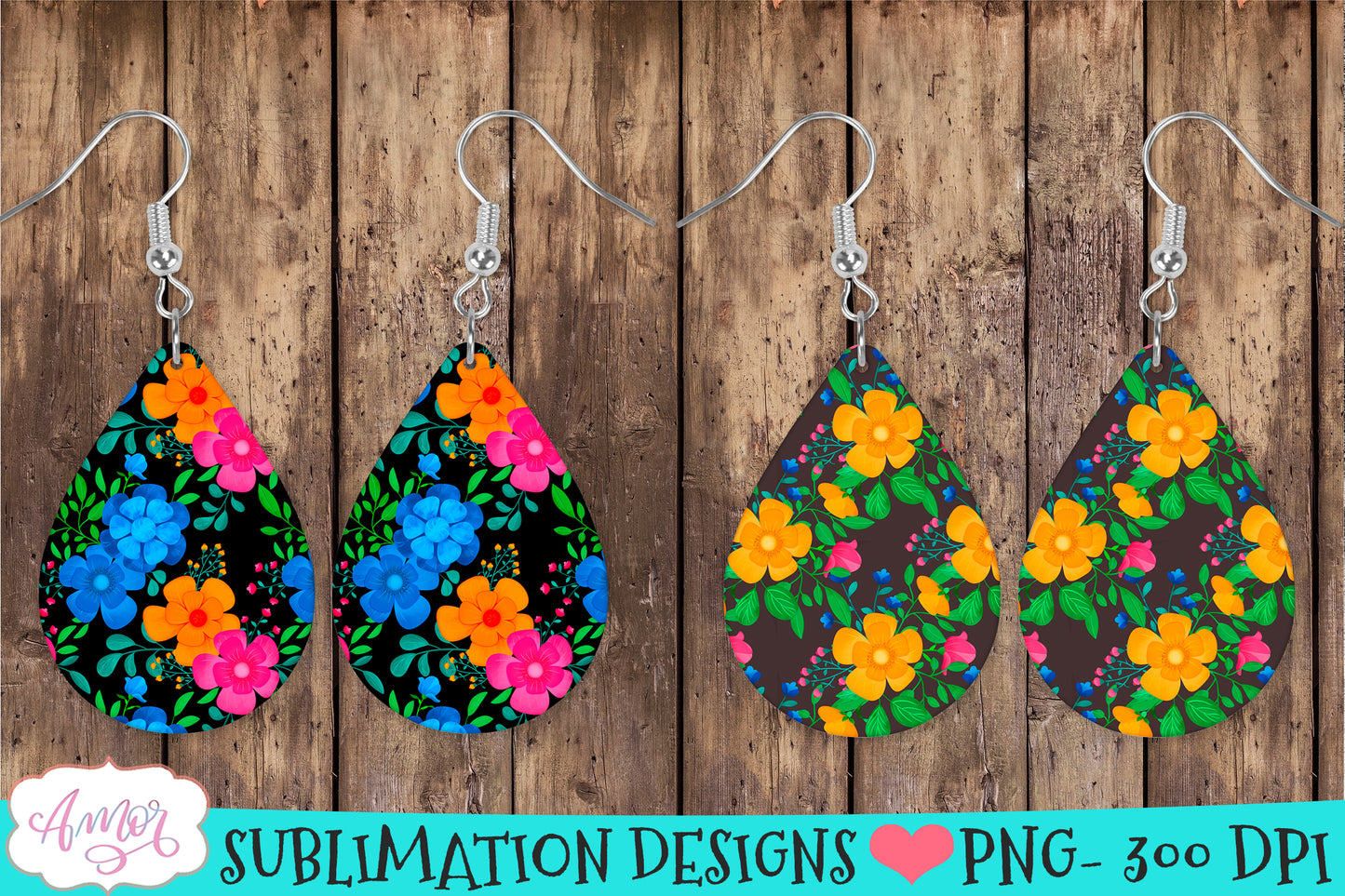 Spring floral Teardrop earring sublimation Bundle, 8 designs