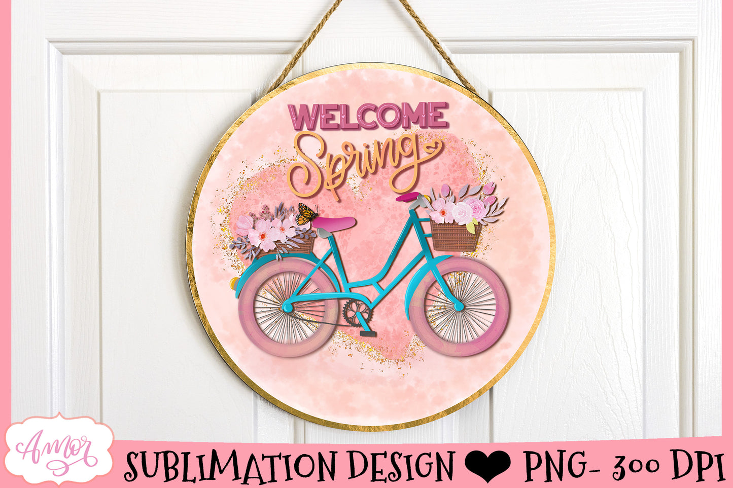 Welcome Spring Round Sign for Sublimation