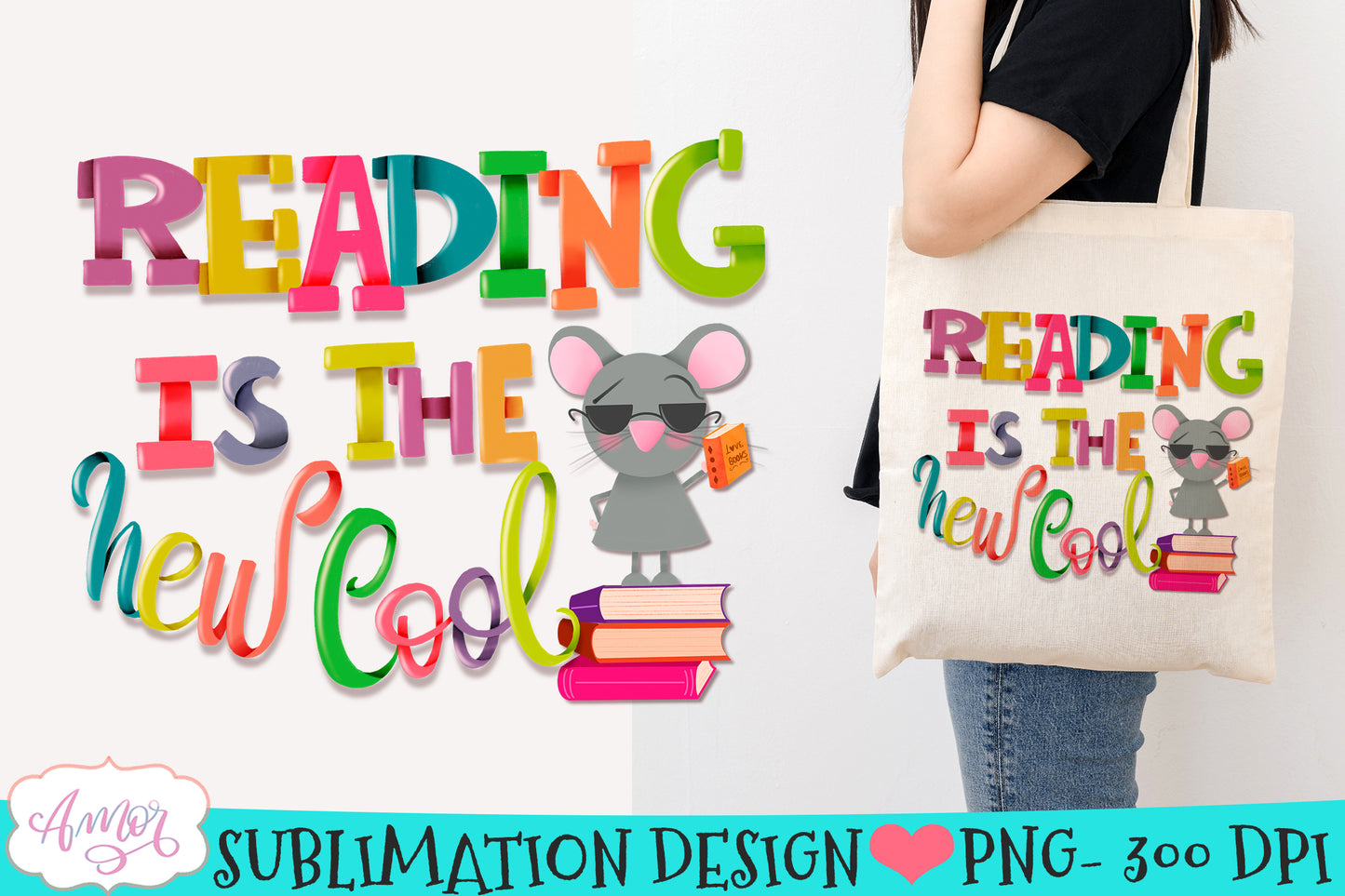Reading is cool sublimation design | Book lover PNG graphic