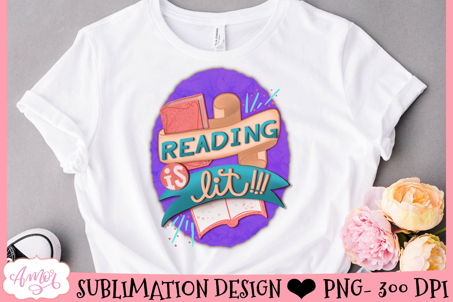 Reading is lit sublimation design