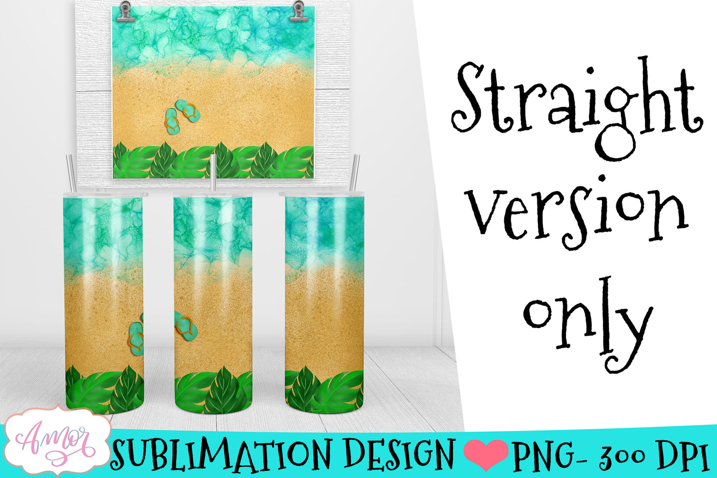 Beach tumbler wrap for sublimation