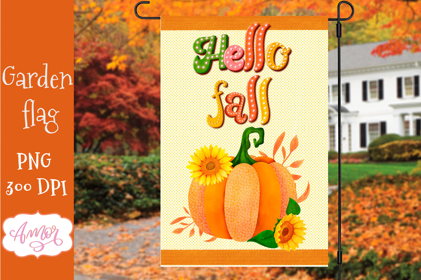 Welcome Fall garden flag sublimation BUNDLE, 6 Fall PNG