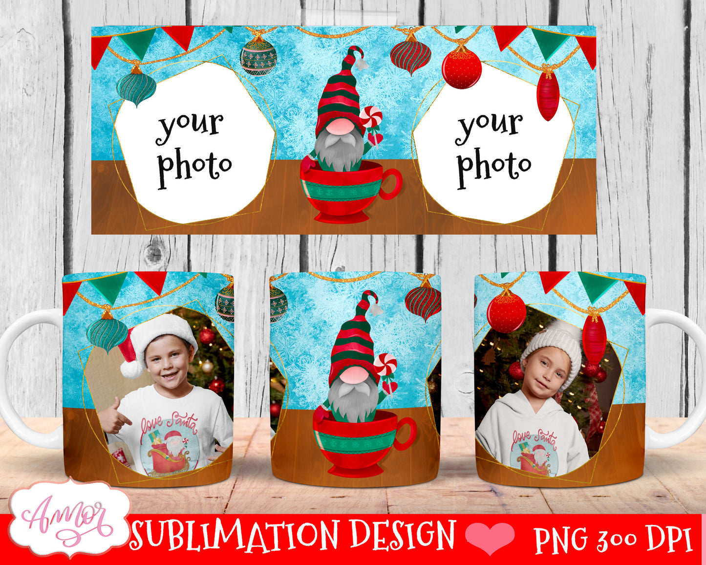 BUNDLE Christmas photo mug wrap templates for 11oz and 15oz