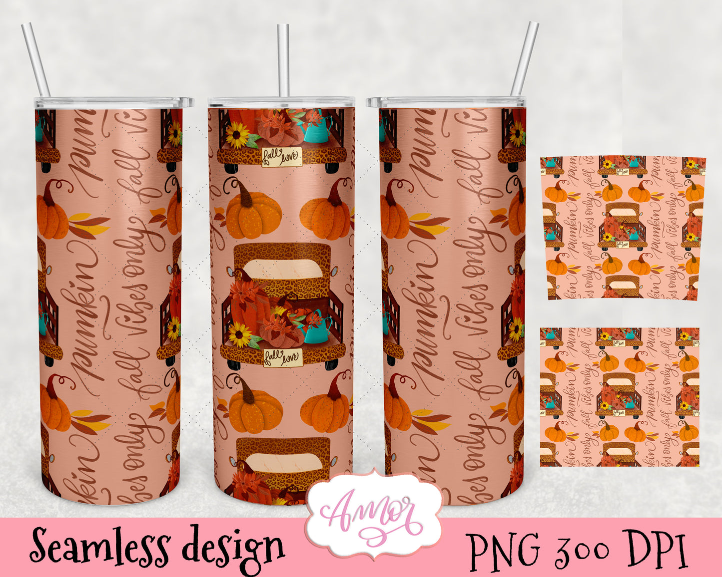 Bundle of 6 Fall tumbler wrap designs for sublimation