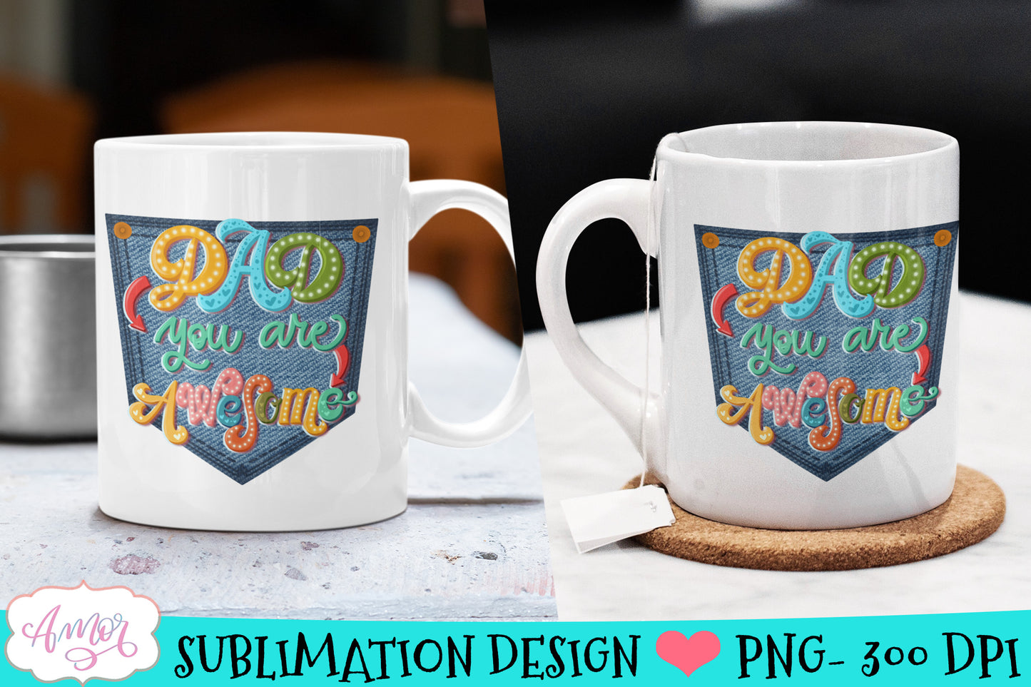 Father's day sublimation design for T-shirts and mugs