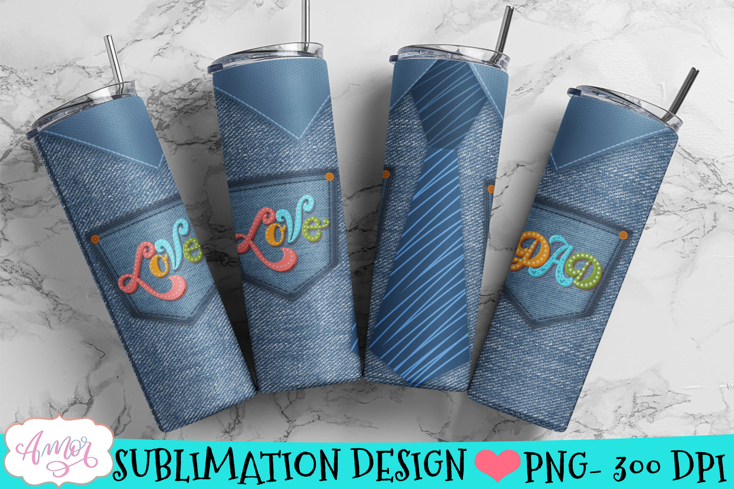 Love Dad Tumbler wrap for sublimation